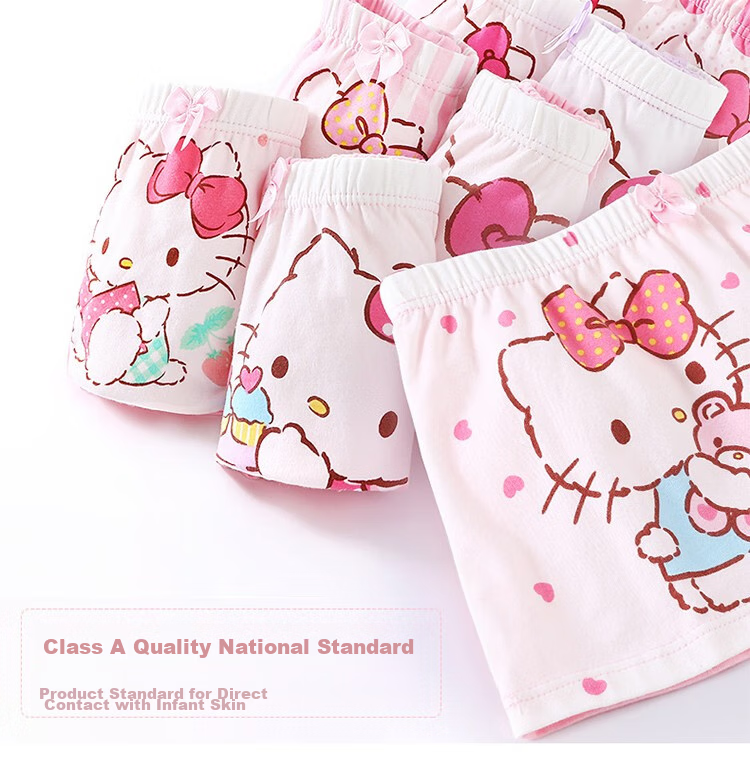 Hello Kitty Girls' Underwear, Children's Panties for Little Girls, 5-Pack Boyshorts And Shorts, KTN254 Floral Pattern, Size 155/3XL 1