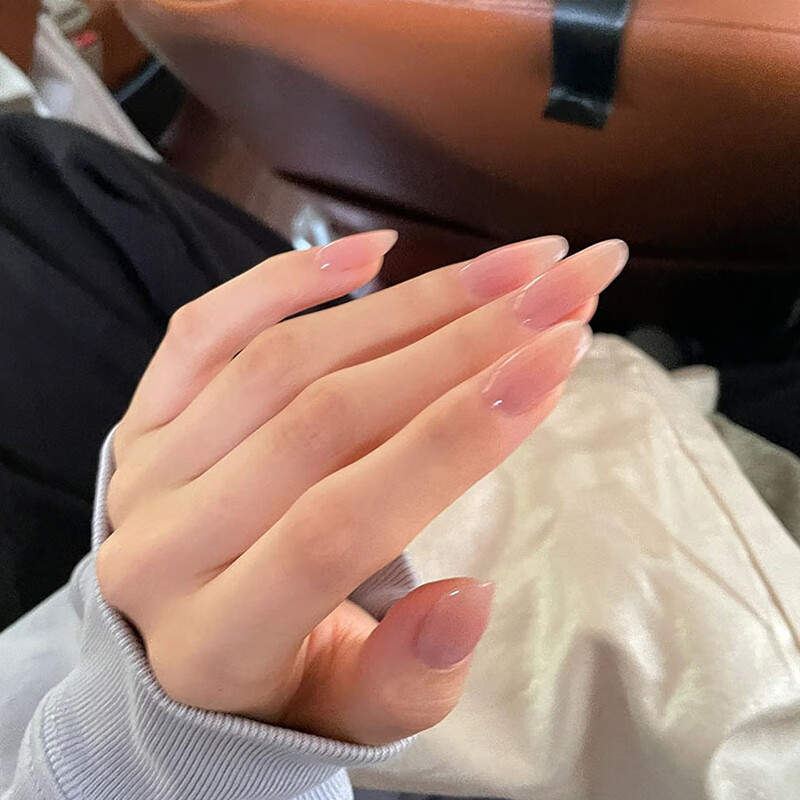 Yushangjiaren Handmade Wearable Nail Extensions, Detachable, Pure Nude Color, Ganlu Temple, Simple Style, S Size, 10 Pieces 3