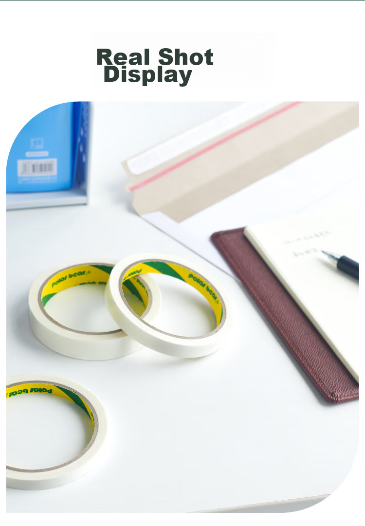 Polar Bear High-Adhesive Cotton Paper Double-Sided Tape Office Adhesive 5mm*50m 2 Rolls DS-552 14