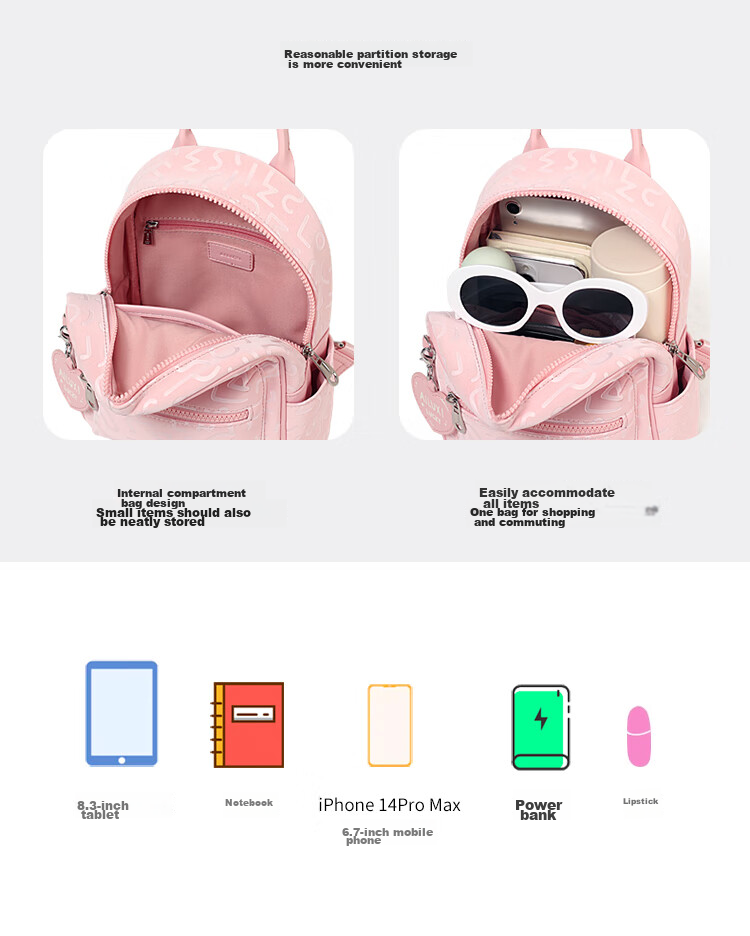 AILUXI Stylish Backpack for Women Students, Travel Commute Small Backpack, Cute Versatile Large Capacity Schoolbag Birthday Gift 11
