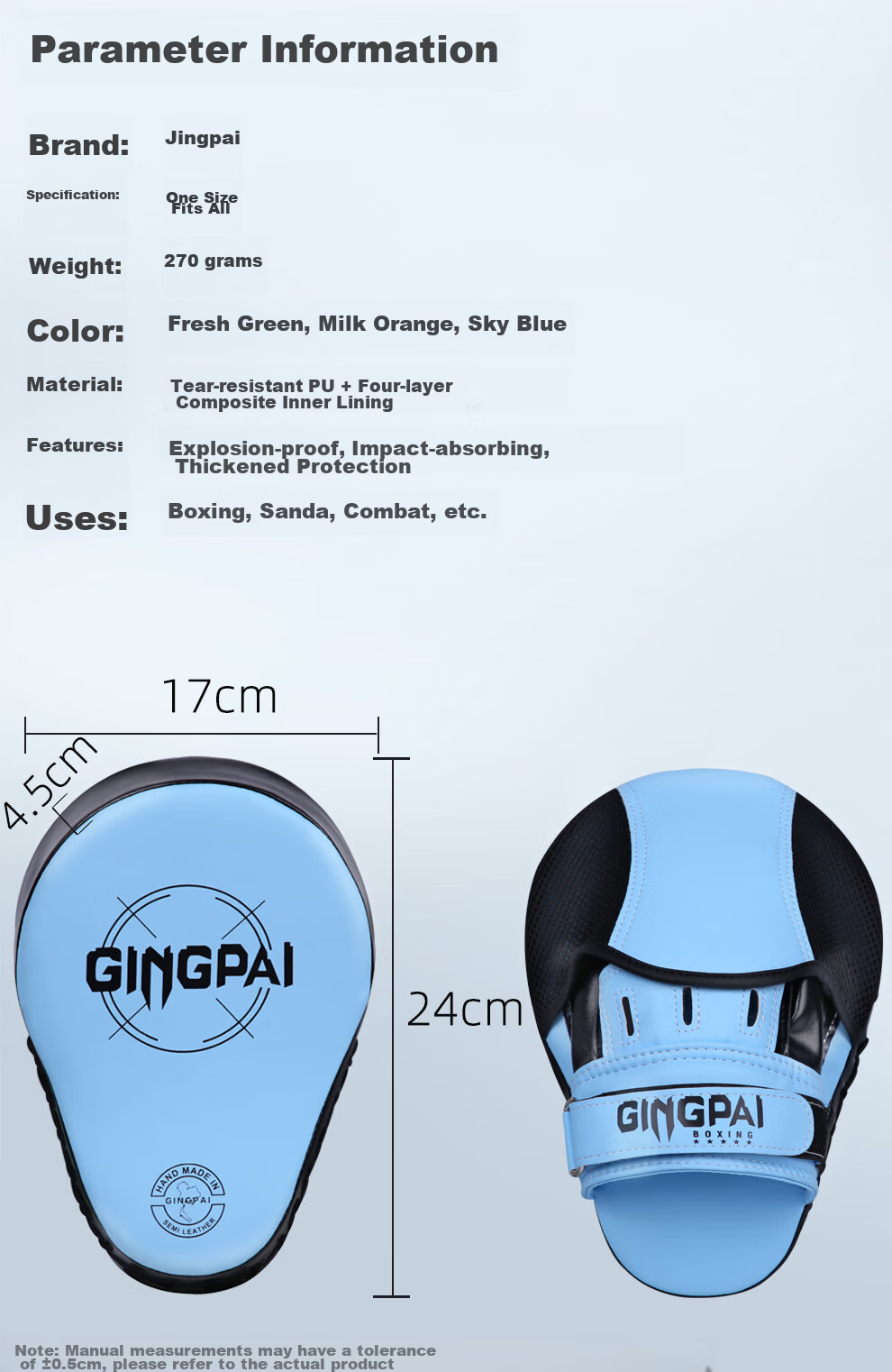 Jingpai Boxing Gloves, Hand Target, Foot Target for Adults And Children, Parent-Child Set, Punching Bag, Training Target for Muay Thai And Fighting, 6oz 10