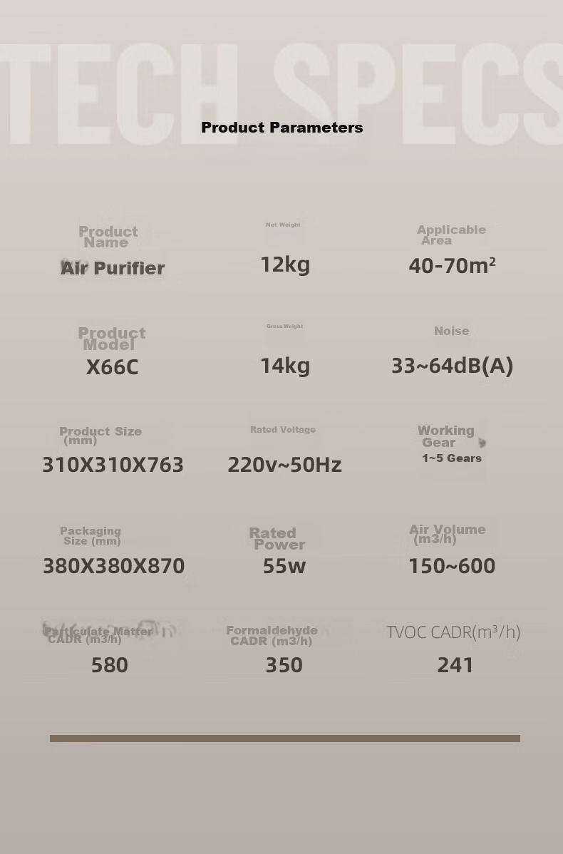 352 Air Purifier Removes Formaldehyde, Disinfects, Eliminates Bacteria, And Reduces Smog And Odors Smart Digital Display Home Use X66C Original Filter [Accessory] 25