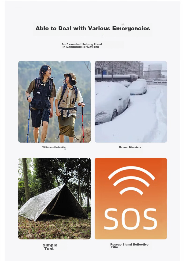 JOYTOUR Sun Protection Emergency Blanket, Thermal Blanket, Hiking Outdoor Aluminum Film First Aid Blanket, Wilderness Survival Emergency Blanket, Silver Color 6
