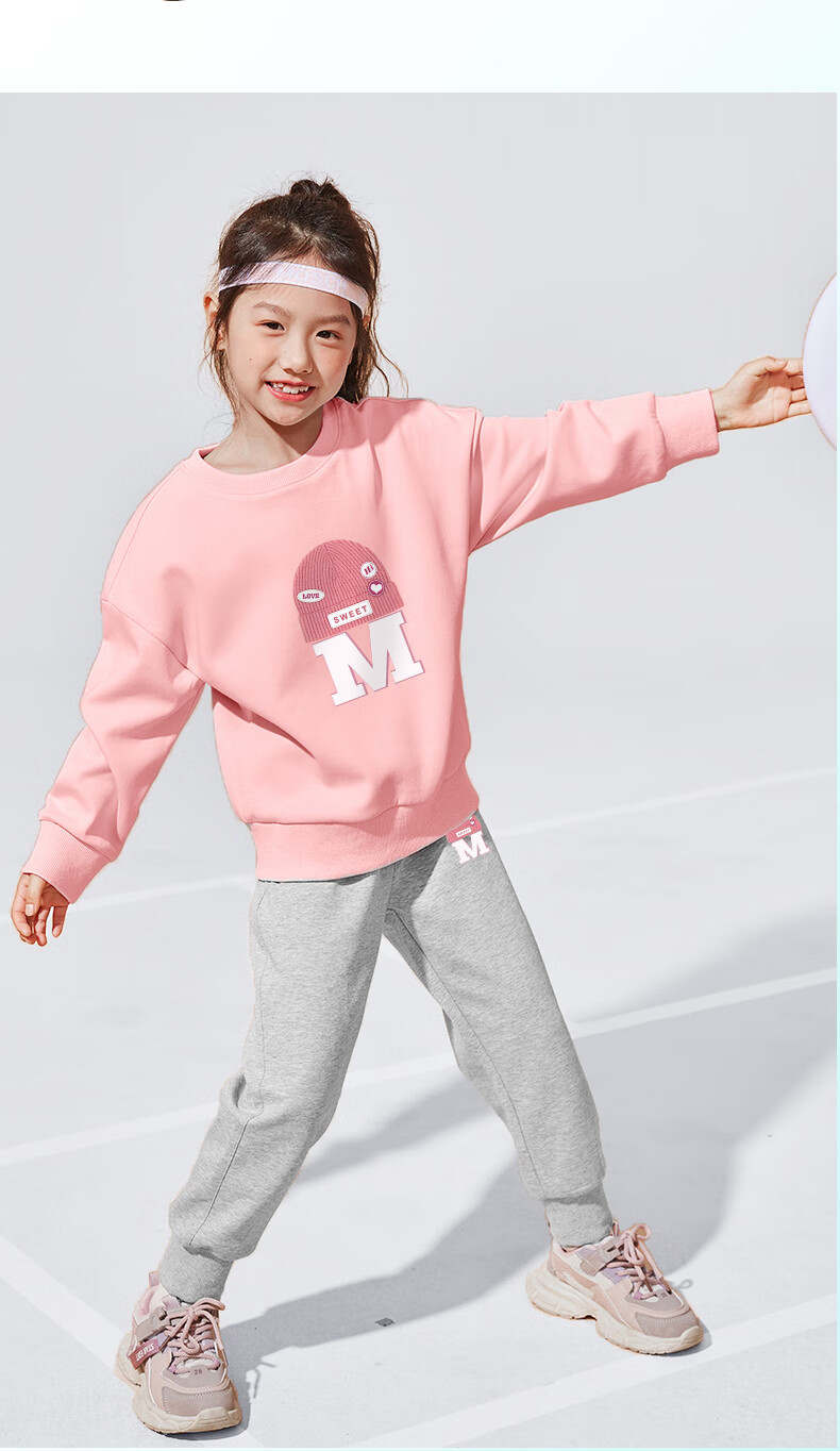 Baleno Girls' Spring And Autumn Outfit 2024, Fashionable Round Neck Sweatshirt for Little Girls, Children's Autumn Sweatpants Two-Piece Set 21
