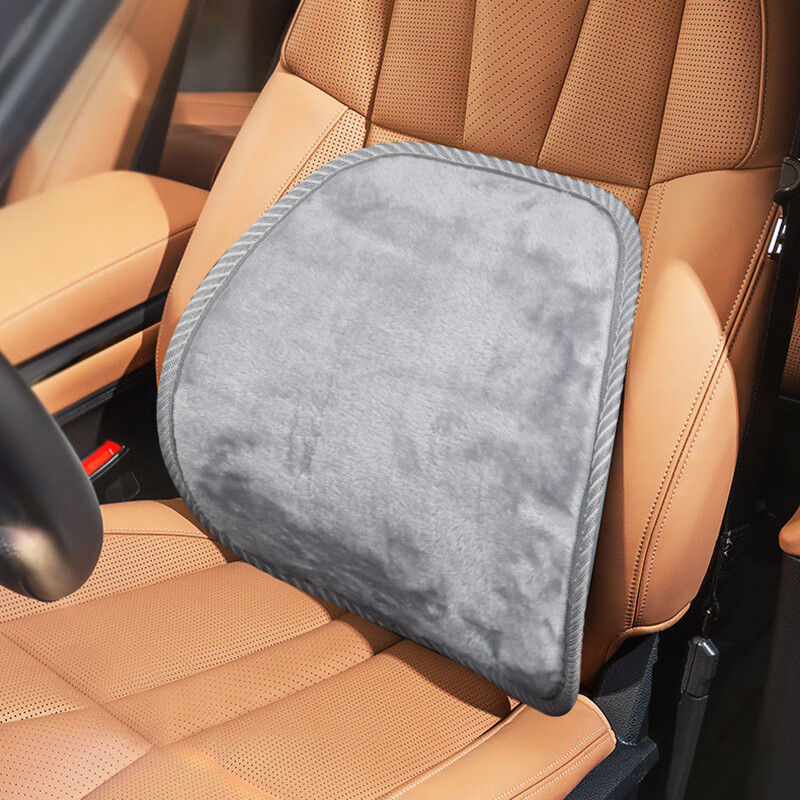 Dijialun Fleece-Lined Lumbar Support Cushion for Car, Winter Office Home Use, Plush Seat Back Support Pillow