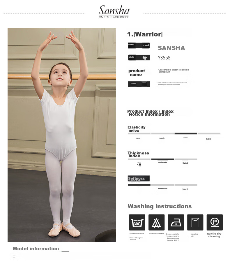 Sansha Children's Dance Leotard Short-Sleeve Ballet Bodysuit for Girls, Light Purple with Open Crotch, Size S 2