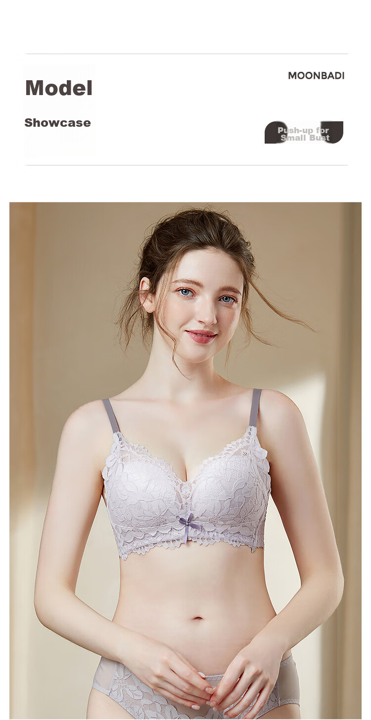 Moonbadi Women's Bra Set for Small Breasts, Push-Up, Wireless, Lift, Sexy Lace Side Support Bra for Side Boob Reductio 12