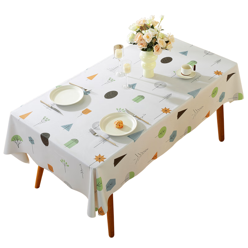 Ali Tablecloth, Waterproof, Heat-Resistant, Oil-Proof, Luxurious Feel, Coffee Table Mat, PVC Table Mat, Rectangular, Fairy Tale Forest Design, 1.4*1.8