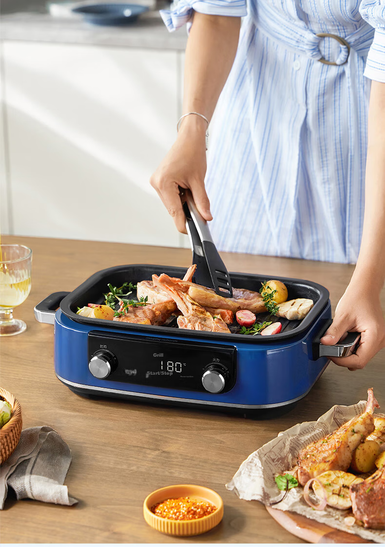 Morphyrichards Upgraded Second-Generation Multifunctional Cooking Pot, Detachable Electric Wok with Timer And Touch Screen, Electric Hot Pot MR9099 Green, One's Member 23