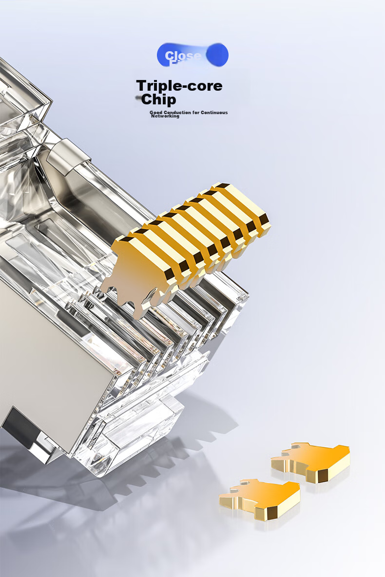 CNCOB Cat5e Shielded Crystal Head, Gold-Plated Pure Copper, Cat5e Home Network Monitoring RJ45 Cable Connector, Cat5e Crystal Head, 30 Pieces/bag, CN-1001P 5