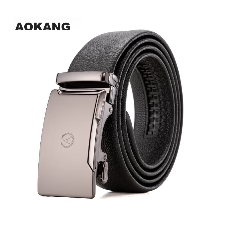 Aokang Men's Automatic Buckle Belt, Top-Grain Leather, Business Trouser Belt, Birthday Gift for Husband