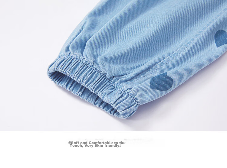 ASK JUNIOR Children's Mosquito-Repellent Pants, Summer 2026 Sport Running Trousers, Fashionable Heart-Shaped Soft Girls' Denim Long Pants 23