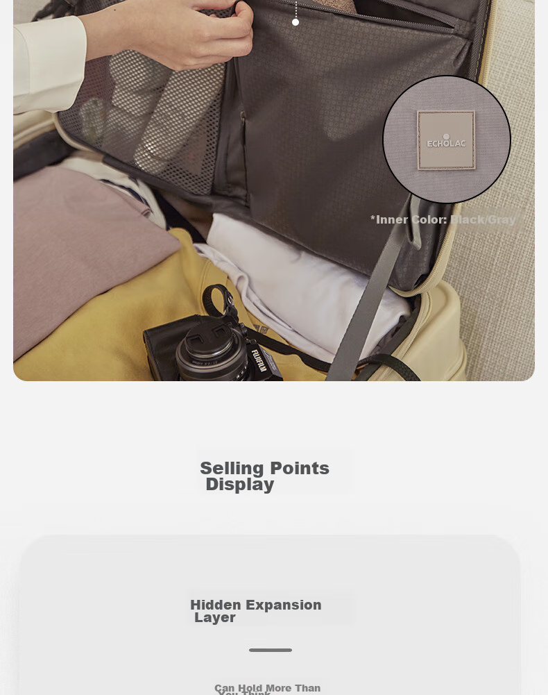 Echolac Front-Opening Luggage, Expandable Trolley Case, High-Quality TSA Travel Suitcase PC183F, 20 Inches, Milk Tea Gray 10