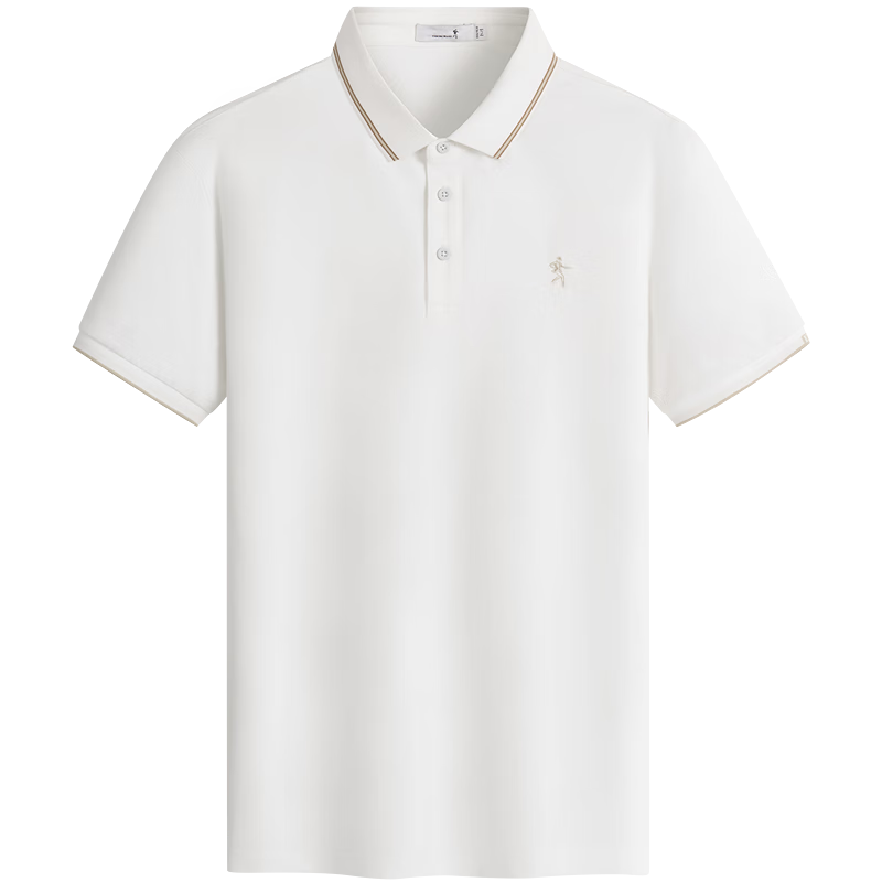 DANCING WOLVES [7A Antibacterial & Instant Cooling] Smooth Mulberry Silk Men's Short-Sleeve POLO 803 Pure White M (170)