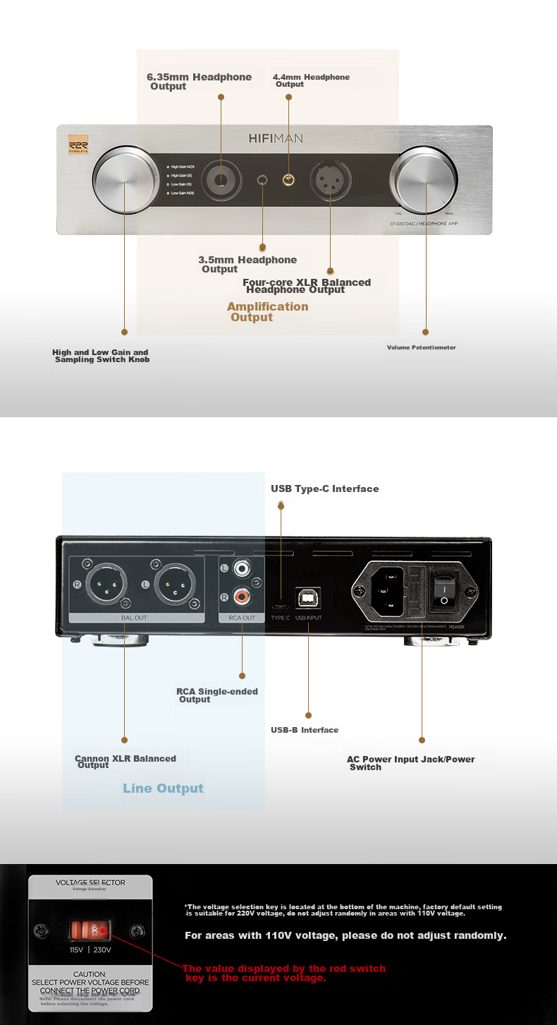 HIFIMAN EF400 Headphone Amplifier, Home Desktop Amplifier, Headphone Power Supply, Decoder 6
