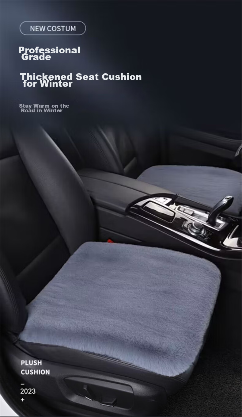 GREAT LIFE Car Seat Cushion, Winter Plush Faux Rabbit Fur Seat Cover, Warm Pad, Front And Rear Single Piece Small Square Cushion, Three-Piece Set 1