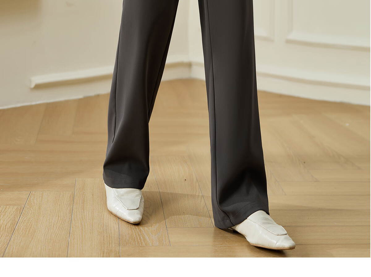 Chushen Spring And Autumn Casual Pants for Women, Wilderness Maillard High-Waist Straight Slimming Versatile Commuter Suit Pants S143K2020 19