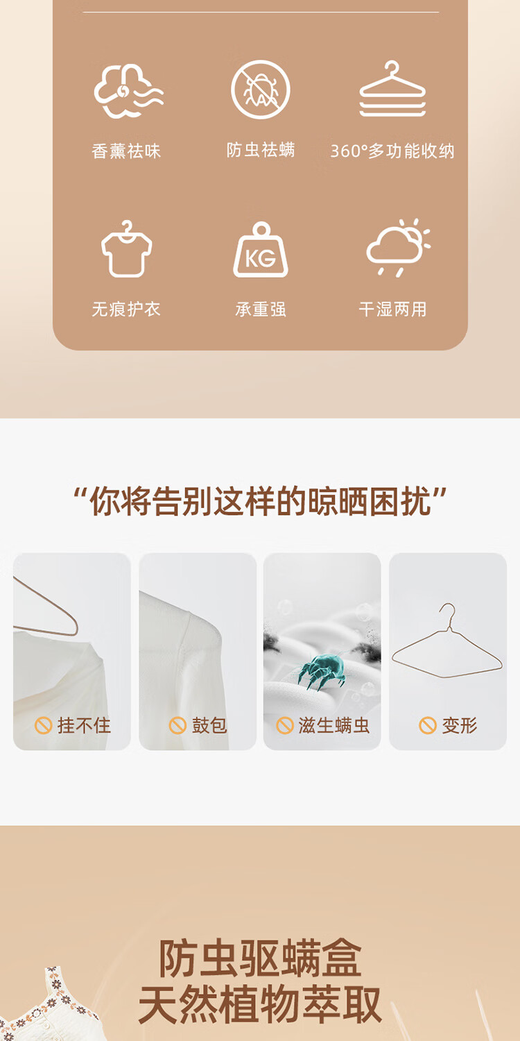 Ecoco Clothes Hangers for Home And Student Dormitory, Non-Slip, Seamless, with Fragrance Diffuser, Anti-Mite And Insect Repellent, Drying And Storage 2