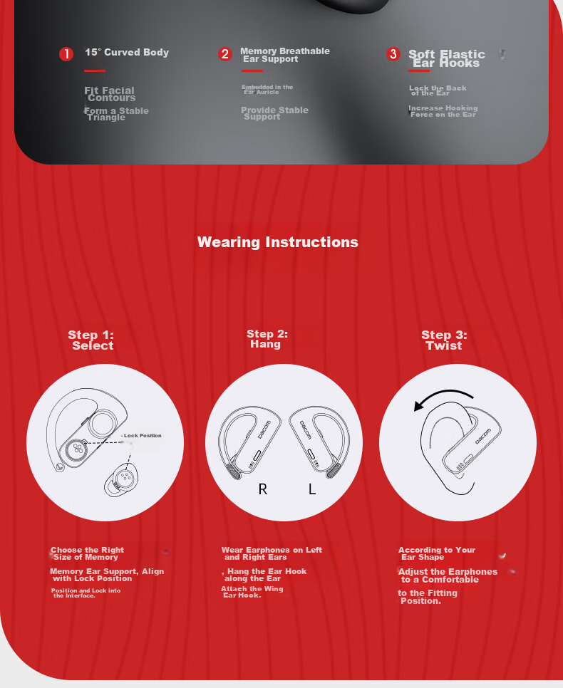 Dacom OpenBuds [Apple MFI Certified] Open-Style Bluetooth Earphones for Sports And Running, Non-In Wireless Ear-Hook Air-Bone Conduction Concept, Compatible with Huawei And Xiaomi 7