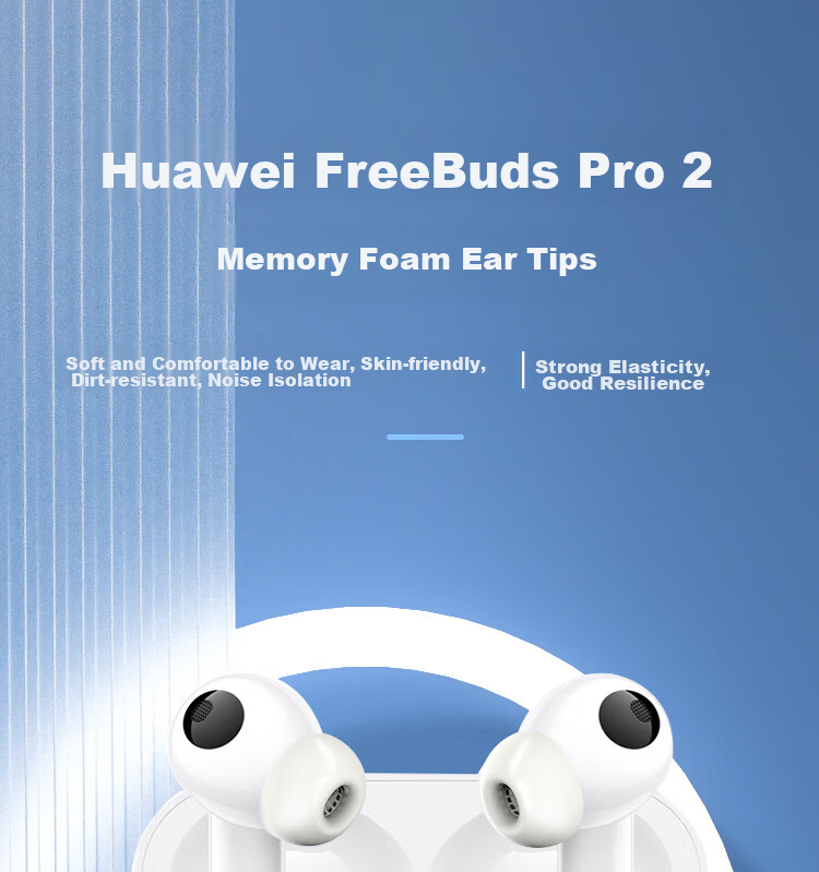 ESCASE Compatible with Huawei Freebuds Pro 3 Ear Tips, Replaceable Universal for 2nd Generation In-Ear Headphones, Memory Foam Slow Rebound Noise Reduction Dustproof White Gray Medium Size 1