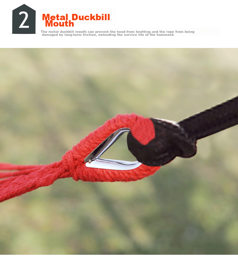 TAN XIAN ZHE Outdoor Camping Leisure Thickened Wide Canvas Hammock, Indoor Curved Wood Anti-Rollover, Single Red Crescent Hammock 4