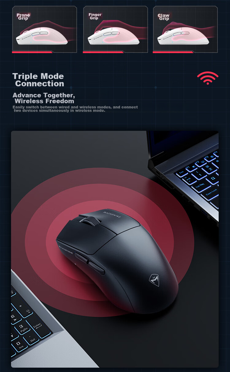 MACHENIKE L7 Air Wireless Mouse, Lightweight Gaming And Office Tri-Mode E-Sports Mouse, Ergonomic Long Battery Life [Standard 4K Receiver] L7air White Three-Mode 8