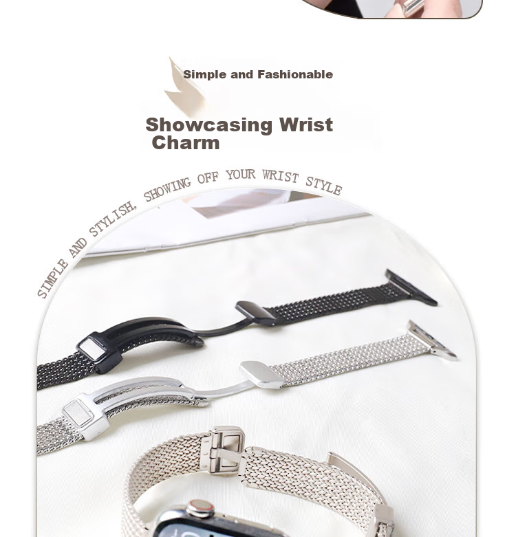 MSSM Compatible Apple Watch Band for Apple IWatch S12/11/10/SE/ultra4 Metal Slim Waist S8 Magnetic Women's Wristband - Starlight Color 44/45/46/49 4