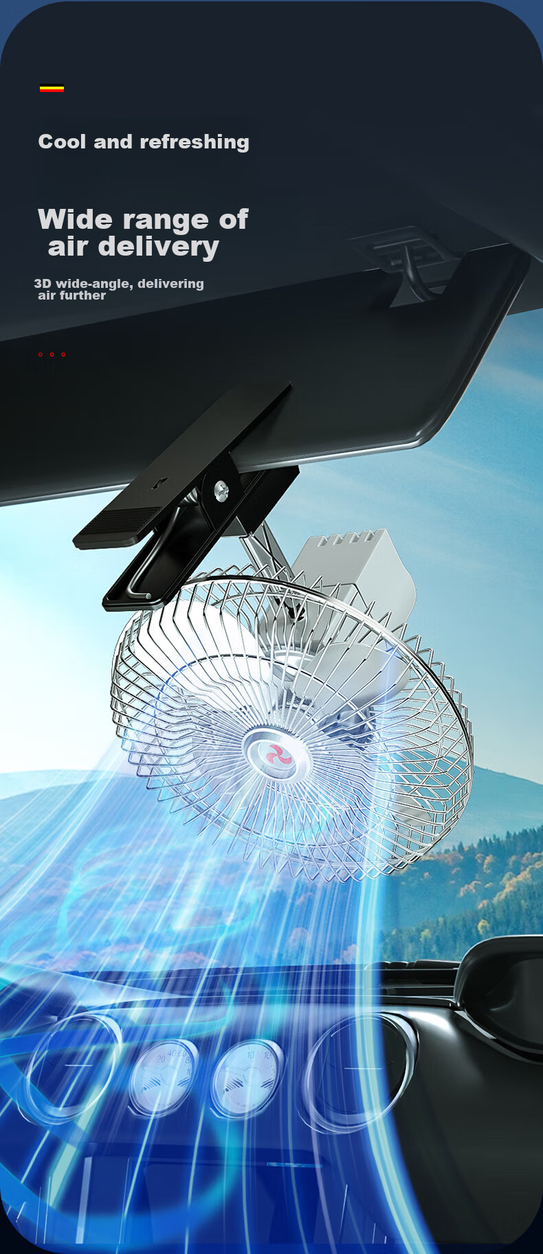 Huashi Car Fan, Automotive Electric Fan, 24V, Specially Designed for Large Trucks, High-Power Strong Wind, Rear Seat, Sedan Fa 3