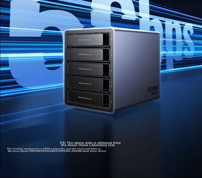 UGREEN Hard Drive Enclosure Multi-Bay Hard Drive Cage (No RAID Array, with Temperature-Controlled Fan) Compatible with Macmini/2.5/3.5 SATA Serial Mechanical And Solid State Drives 6