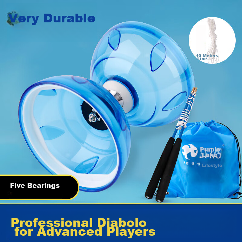 Zihu Diabolo Five-Bearing Diabolo, Double-Headed Diabolo for Beginners, Children, Students, Elderly, Diabolo Pulling Rope Storage Bag, 10-Meter Line