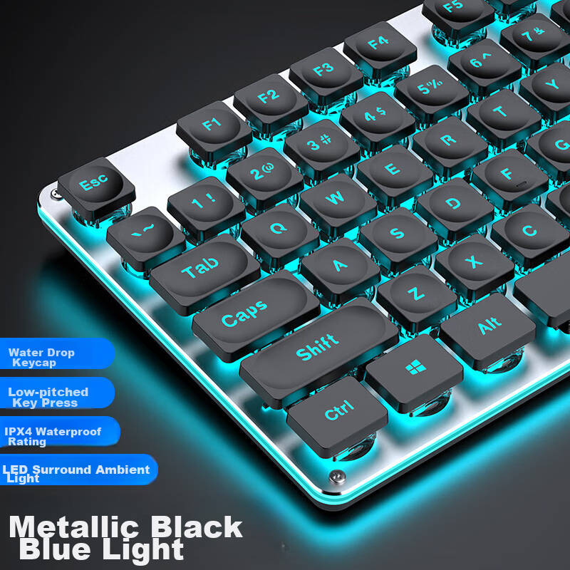EWEADN GX710S Mechanical-Feel Wired Keyboard, Wireless Office Desktop Computer Laptop Ultra-Thin Low-Profile Membrane Business Typing Gaming 104-Key Keyboard Peripheral