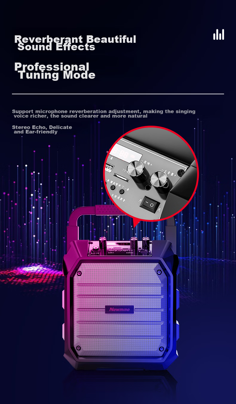 Newmine K220 Wireless Bluetooth Speaker, Square Dance Sound System, Outdoor High-Volume Portable Subwoofer, Home Karaoke Music Player, Street Vending Payment Loudspeaker, Single Microphone Versio 13