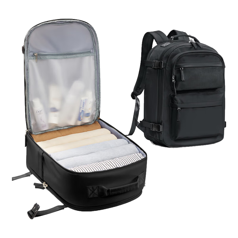 Landcase Backpack, Travel Bag for Women, Large Capacity, Shoulder Bag, Short-Trip Travel Bag, Business Trip Luggage Bag for Men, 3757 Black