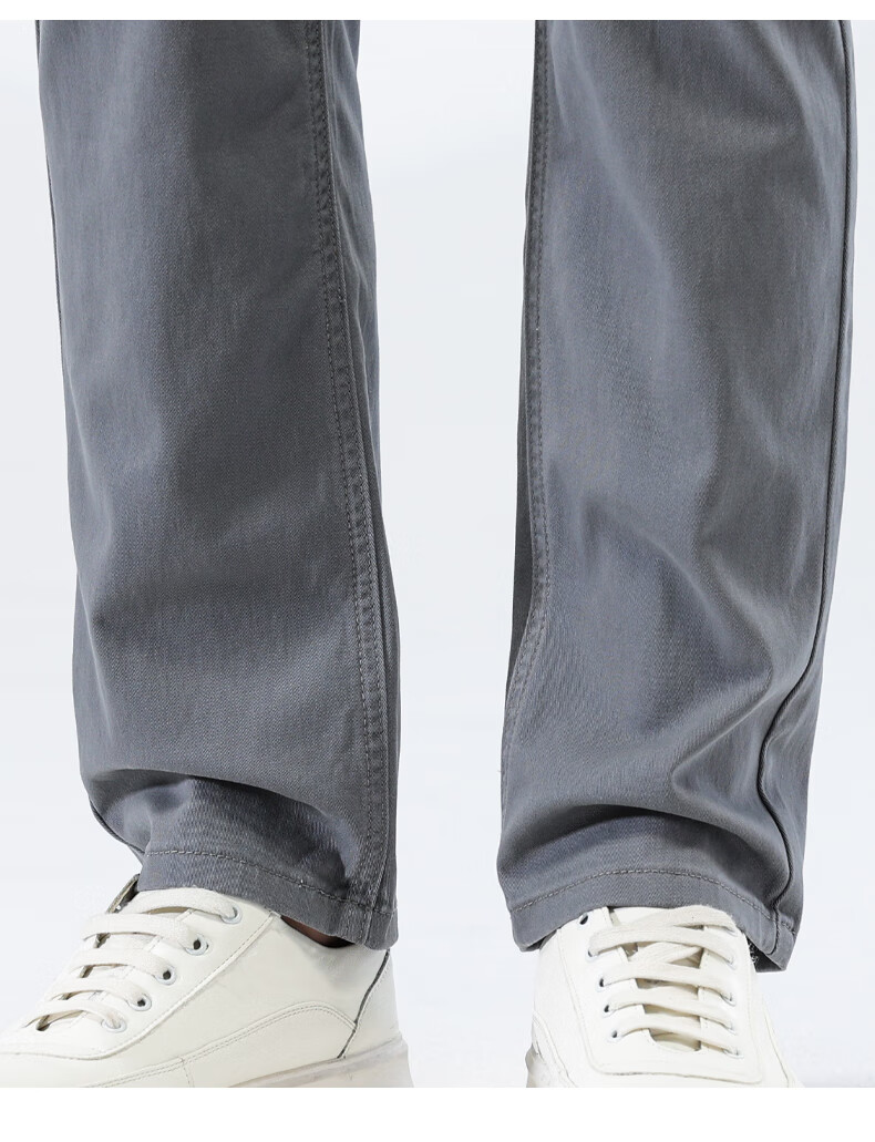 Zengzhi Denim Men's Comfortable Casual Pants Loose Fit Straight Leg Stretch Versatile Gray Size 32 11