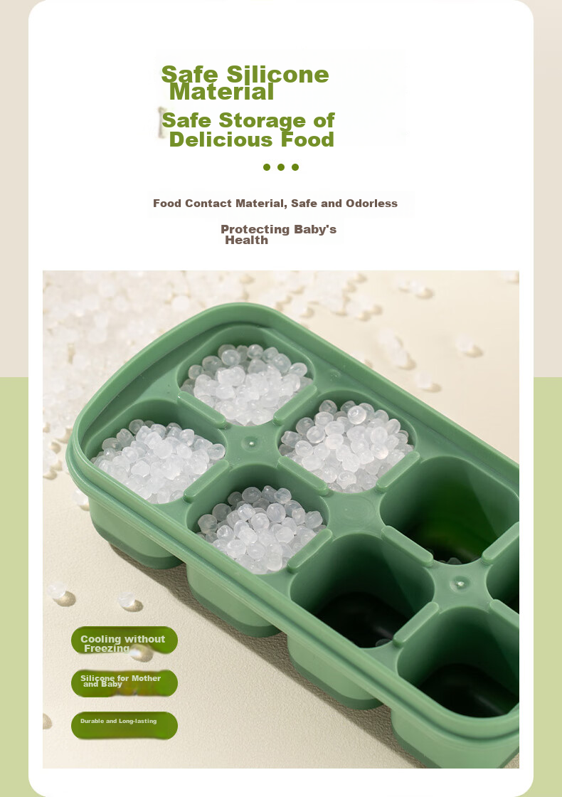 CAIZHI Baby Food Tray Set, Silicone Freezer Trays for Infant Food Storage, Green + Bags, 36 Pieces CZ6748 4