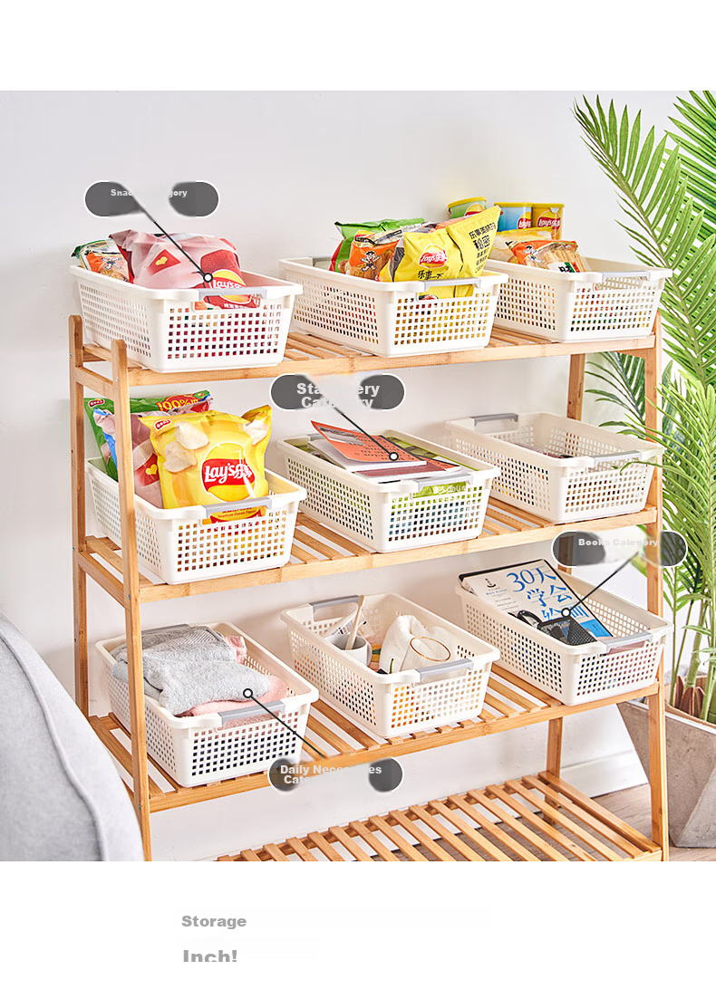 JEKO&JEKO Japanese Plastic Storage Basket, Bathroom Organizer, Toy And Office File Storage Basket, Medium Size, White, Pack of 4 15