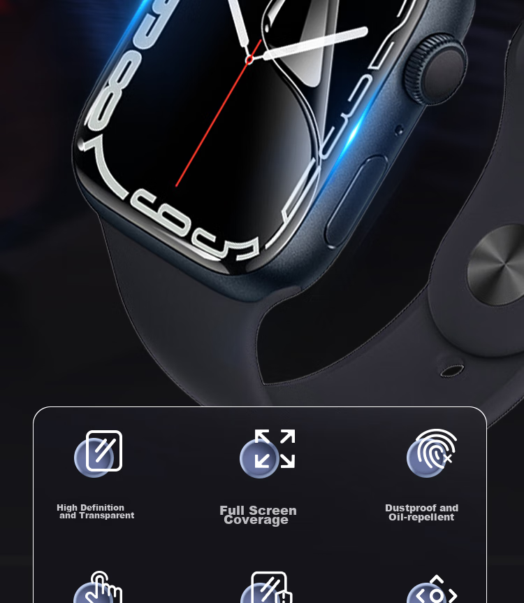 ESCASE [Two-Pack] Apple Watch Screen Protector Compatible with S8/SE2, Universal for Apple Watch 7/6/5/4, 41/40mm Full Coverage Anti-Scratch Anti-Fingerprint Hydrogel Soft Film 2