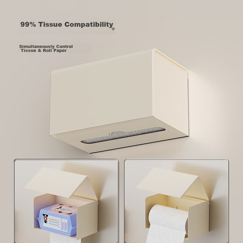 JD Jingzao No-Drill Tissue Box, Space Aluminum, Nail-Free Adhesive, Bathroom Storage, Toilet Roll Holder, Wall-Mounted Storage, Corner Shelf Other