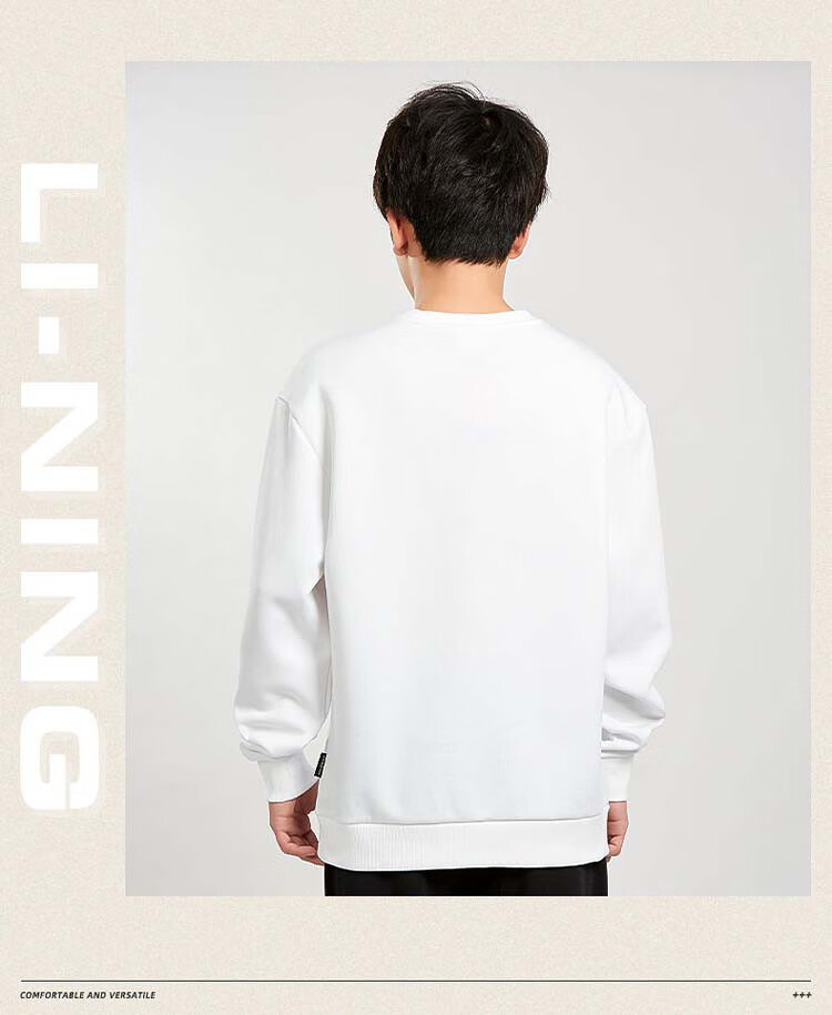 Li-Ning Men's Versatile Sweatshirt, Comfortable Pullover Round Neck Long-Sleeve Casual Sports Top Sweatshirt for Me 10
