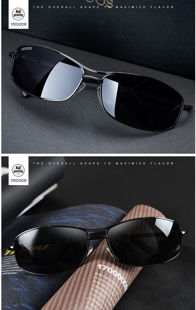 VEGOOS Polarized Men's Metal Square Frame Sunglasses Trendy Cool UV Protection Driving Shades 1318 4