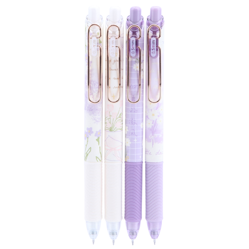 Mule Gel Pen, Stylish Retractable Black Pen with ST Tip, Retro INS Style High-Quality Student-Specific Quick-Drying Smooth Writing. Includes A Bouquet of Small Daisy Flowers, 4-Pack M-8173