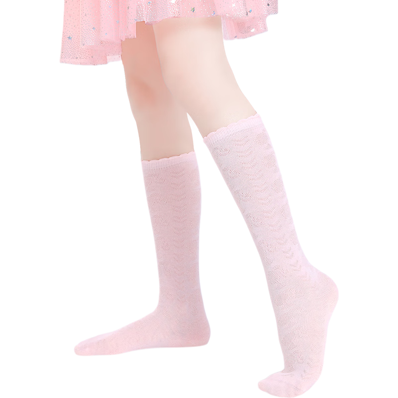 Barbie Children's Mid-Calf Socks Girls High Socks Spring and Autumn Long Socks White Versatile Thin Mesh Cotton Socks