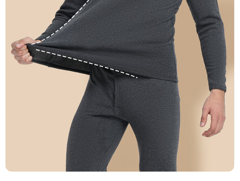 SEPTWOLVES [Wool Warmth] Thermal Underwear for Men, Fleece-Lined Thick Round Neck Winter Cold-Proof Warm Set 21