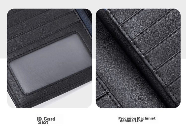 GOLF Card Holder for Men, Top-Grain Leather, Multi-Slot Large Capacity, Bank Card Pouch, Anti-Theft Long Wallet, ID Holder, Business Money Clip, 5V718394J Black 14