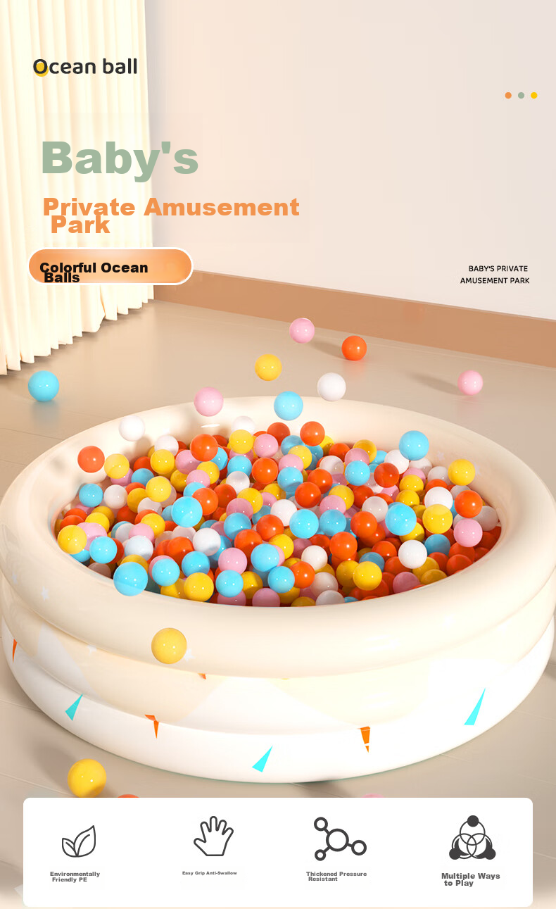 DEERC Colorful Ball Pool, Indoor Macaron-Colored Ocean Balls, Small Colorful Balls, Children's Toy Balls, Birthday Gift 1
