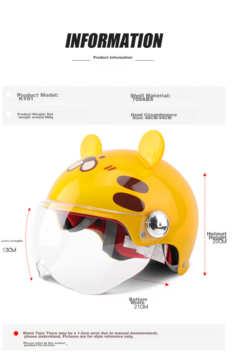 BIGBRO K15 Children's Model, Khaki Panda, New National Standard 3C Certified Motorcycle And Electric Bike Riding Helmet, Unisex for All Seasons, Sun Protection, for Electric Scooters, Summer Half Helmet 14