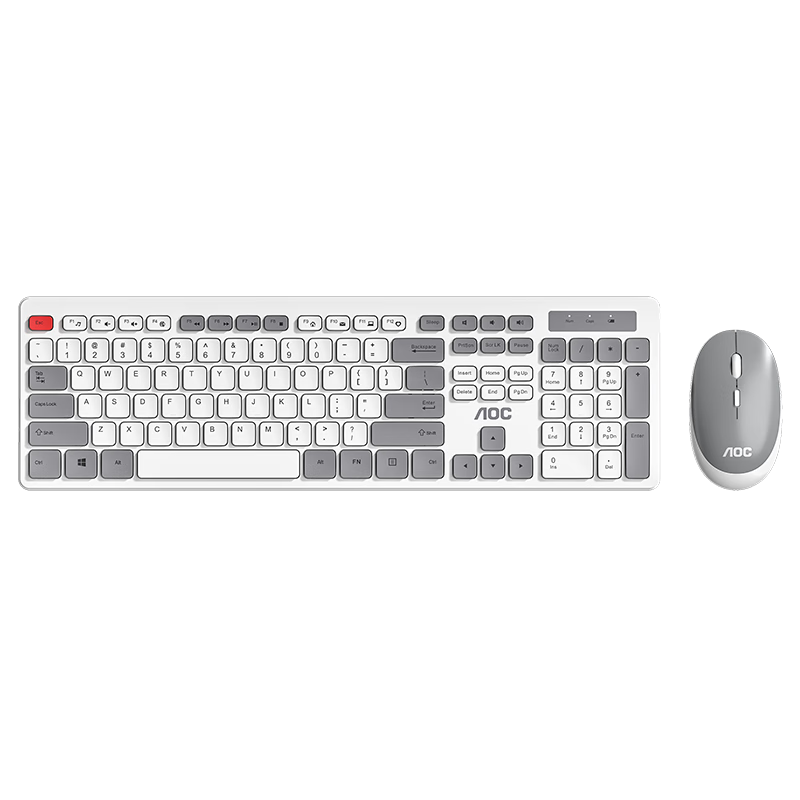 AOC KM720 Wireless Keyboard And Mouse Combo, Computer Keyboard, Contrasting Colors, Splash-Resistant Design, Business Office Home Keyboard, White