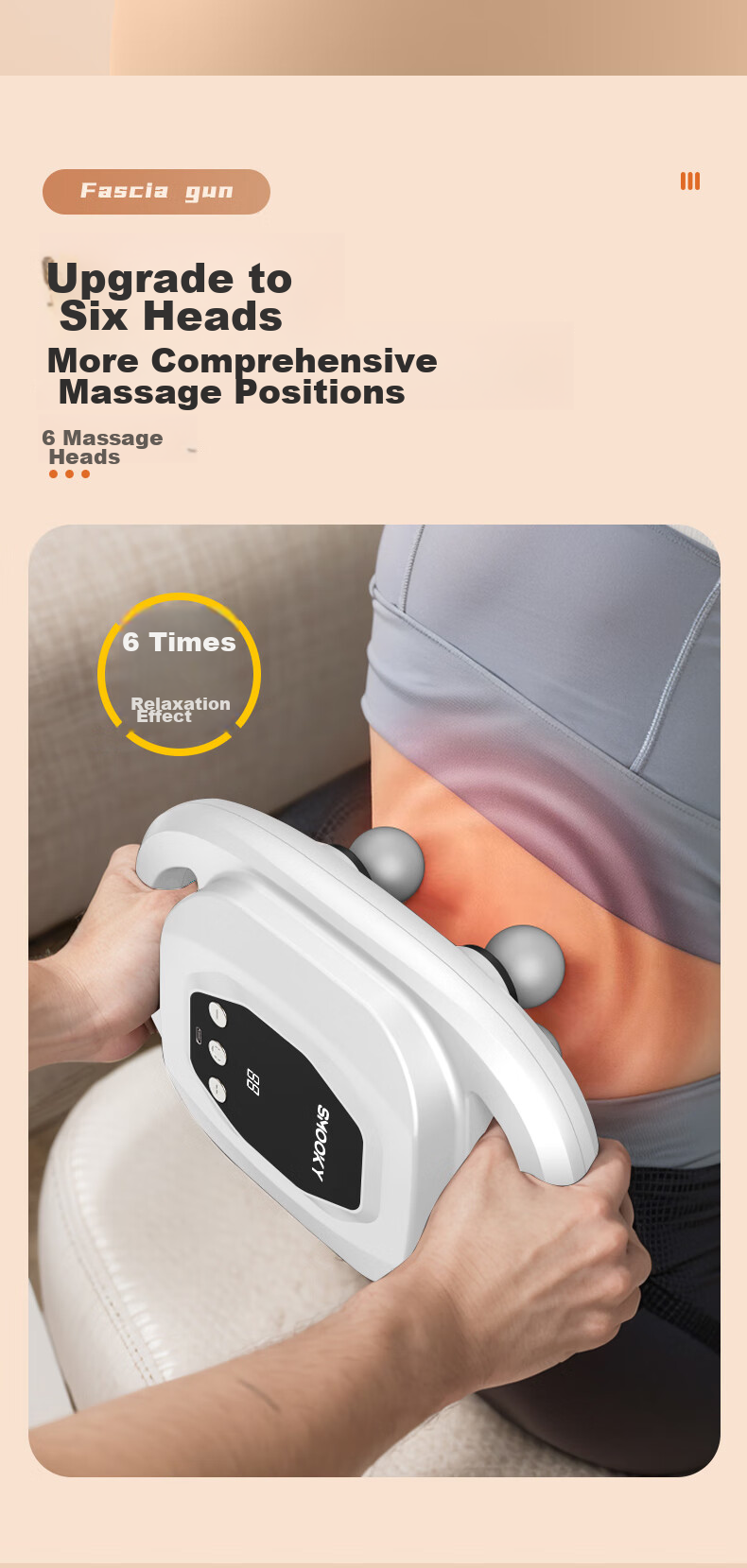 SMOOKY Six-Head Fascia Gun, Home Massage Gun, Muscle Fascia Relaxation Device, Fascia Massage Roller Machine 3