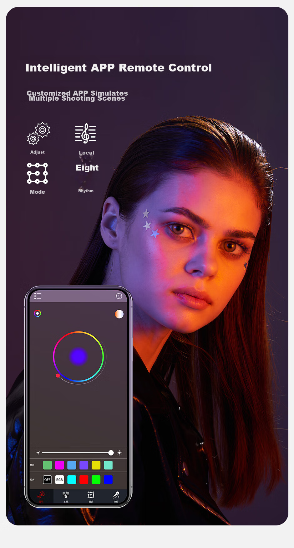 Hakutatz LED Handheld Photography Light Stick, RGB Color-Changing Ice Light for Live Streaming, Ambient Lighting, Contour Effects, Portrait Makeup, Live Broadcast Studio Lighting, Photography Light 10