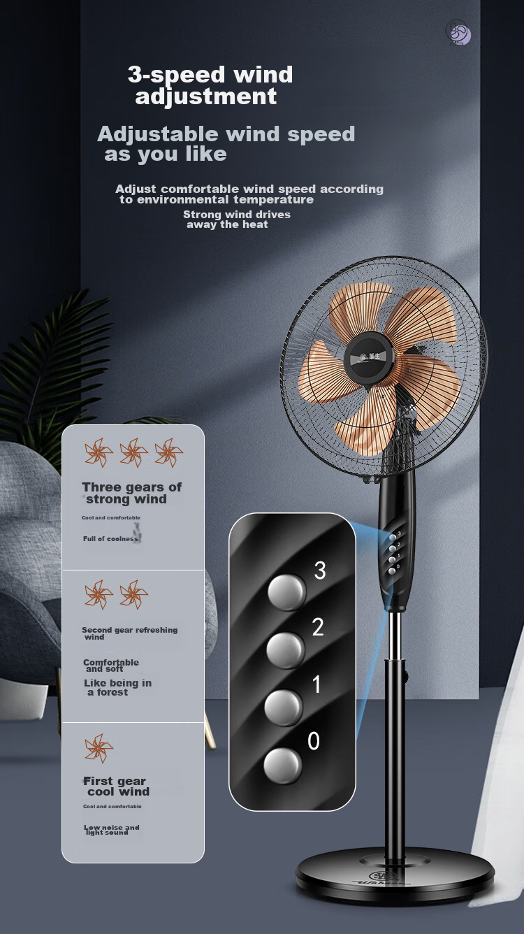 Wahson Electric Fan / Pedestal Fan / Metal Aluminum Blade Fan / Low Noise High Airflow Dormitory Office Fan Business Home Energy-Saving Standing Fan FS-D1403 10